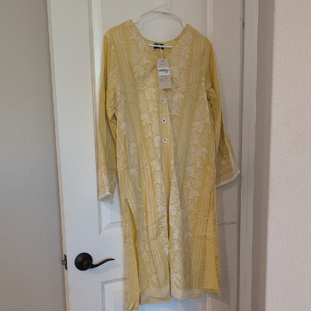 Yellow Floral Button-Down Tunic